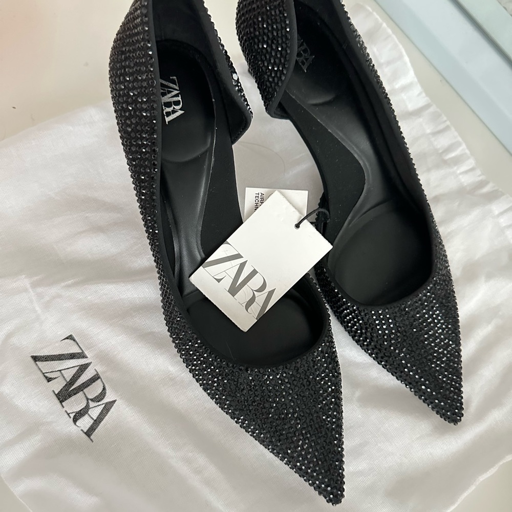 Zara Rhinestone Kitten Heel Shoes